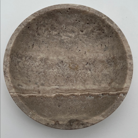 Shelf & Nook Natural Silver-Gray Travertine Decorative Marble Bowl - Picture 6 of 9